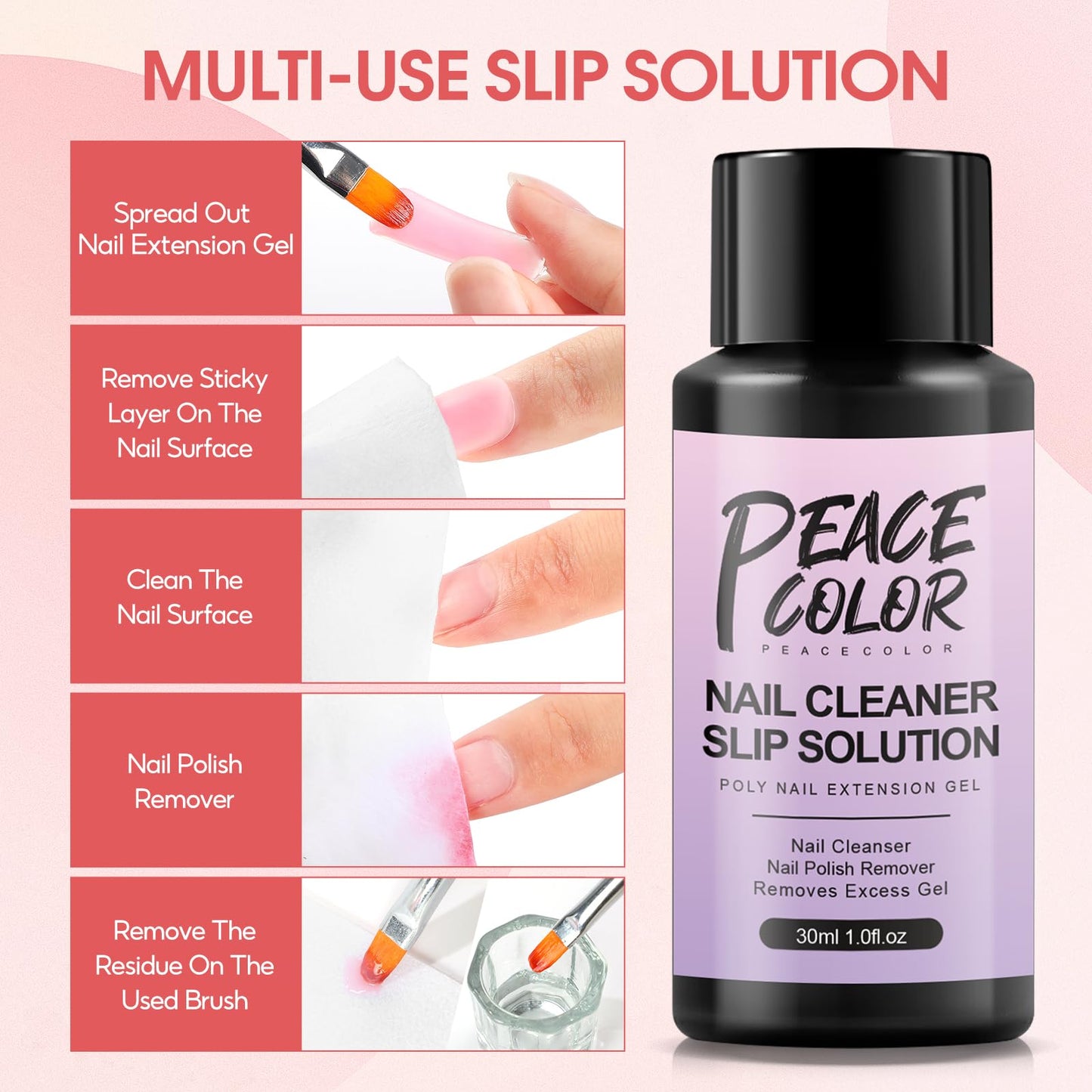 Detailed view of Peacecolor poly nail gel kit contents