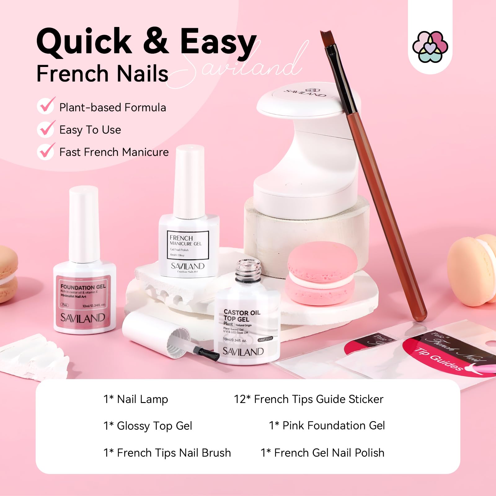 Saviland gel polish set for French manicure tips