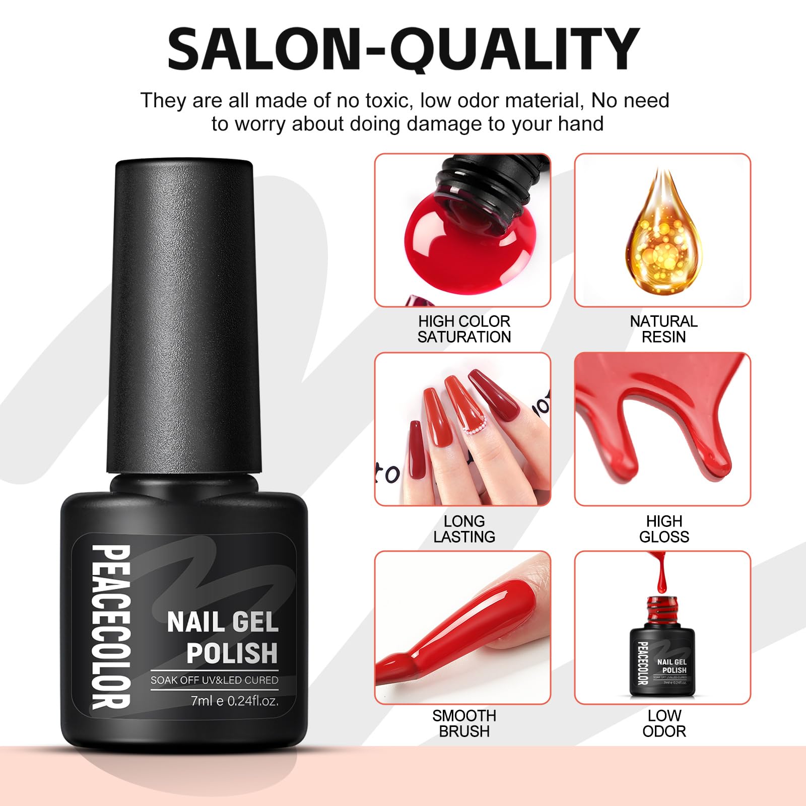 Peacecolor nail kit packaging and included accessories