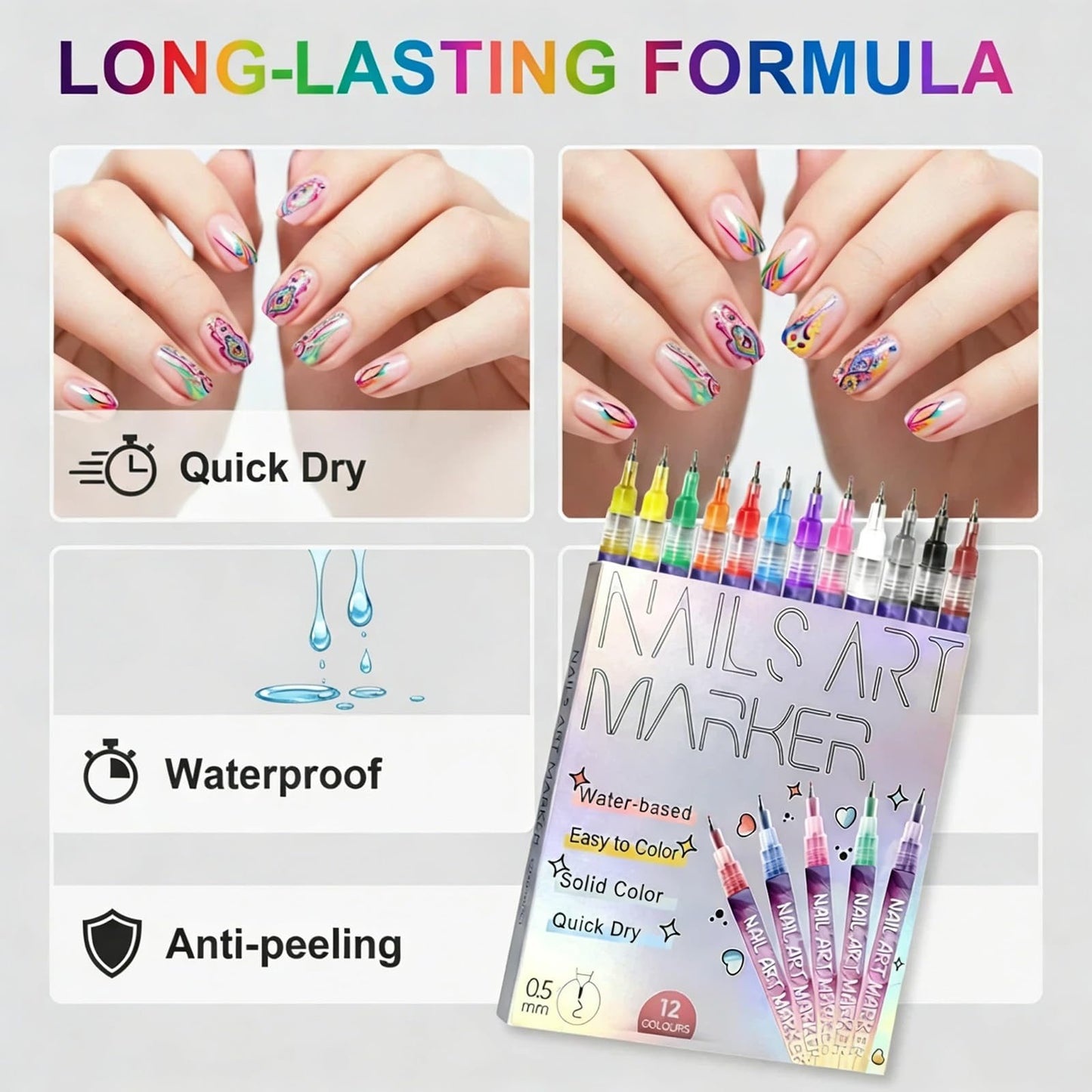 Close up of 0.5mm fine tip nail art marker pen