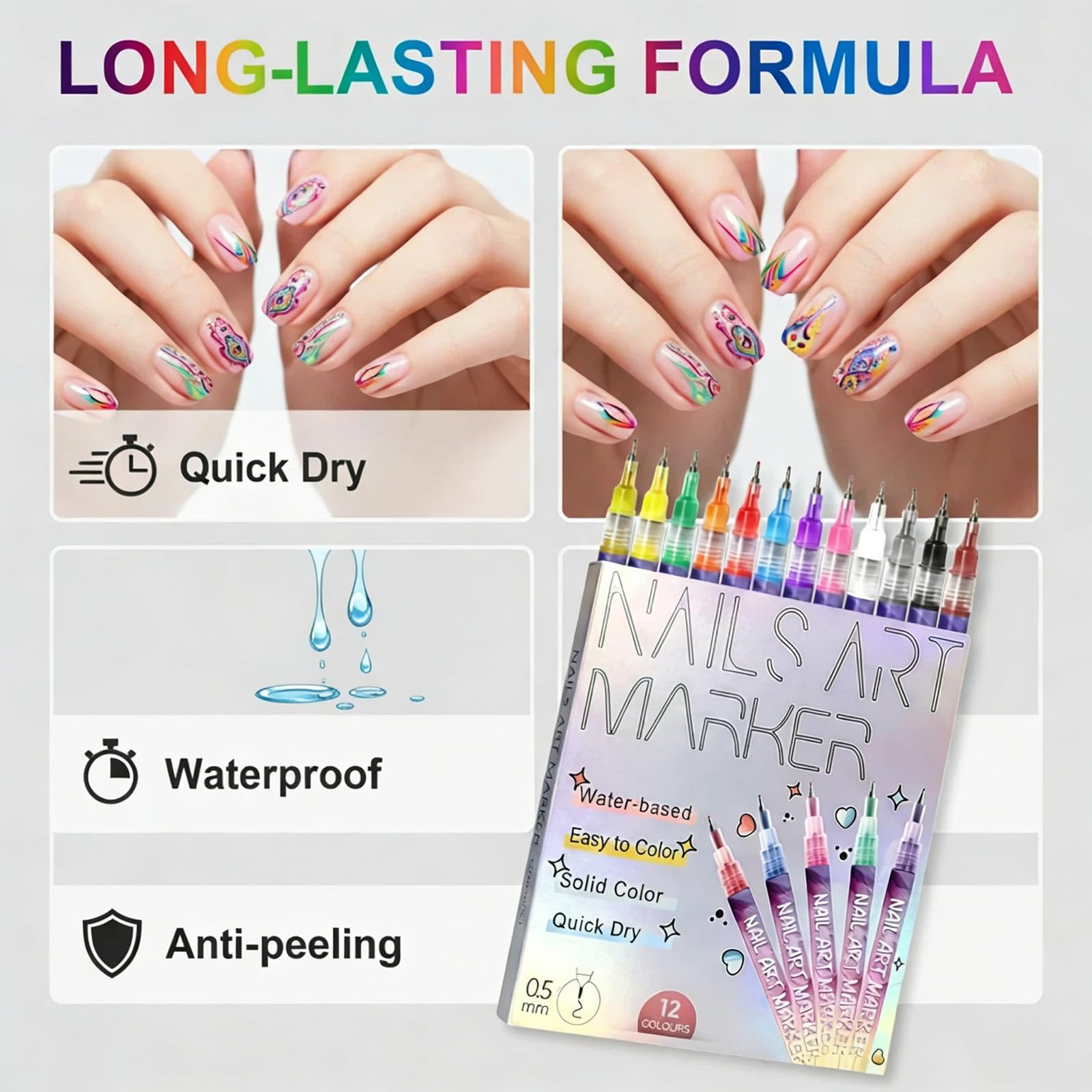 Close up of 0.5mm fine tip nail art marker pen