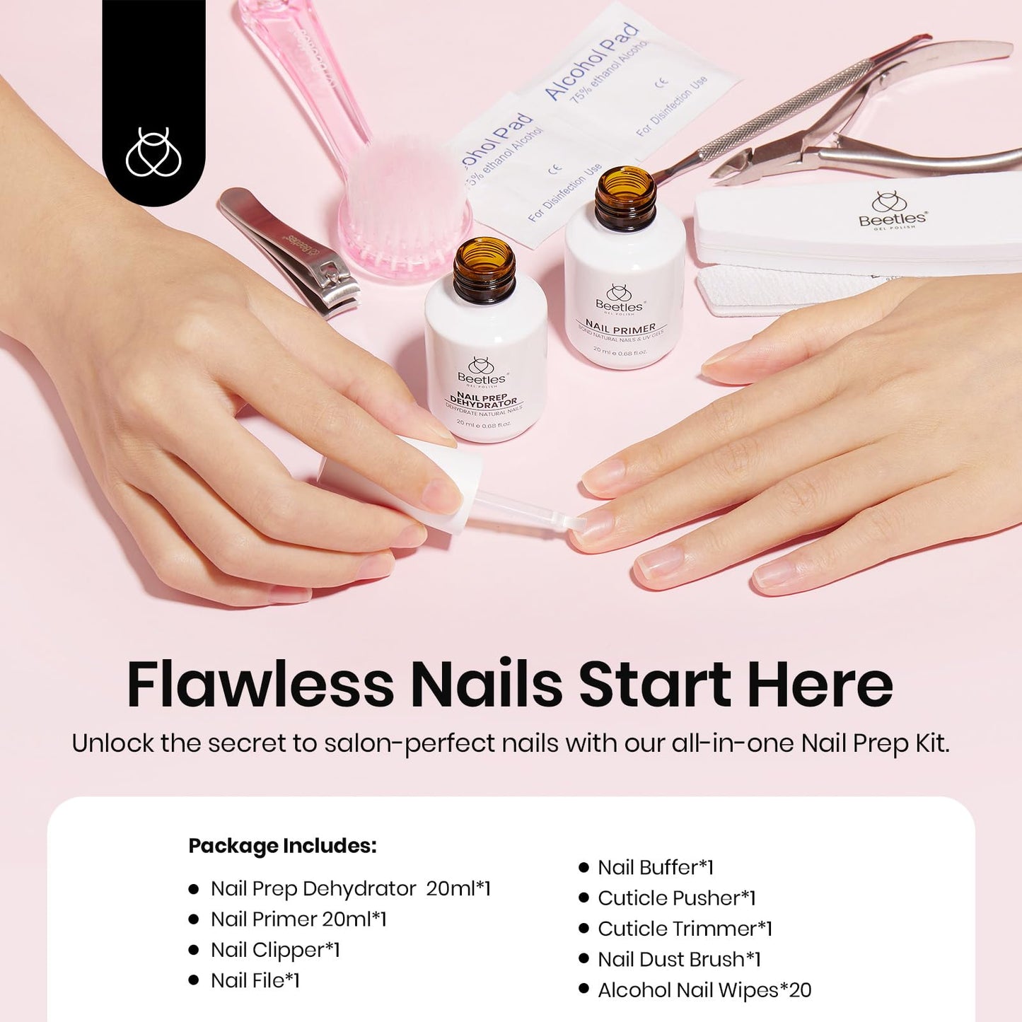 Beetles gel polish nail dehydrator and primer set for manicure