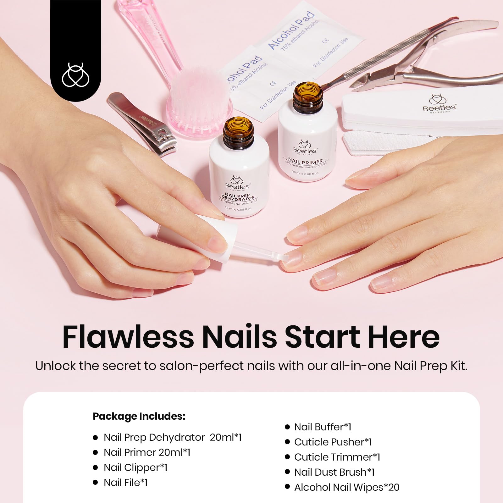Beetles gel polish nail dehydrator and primer set for manicure