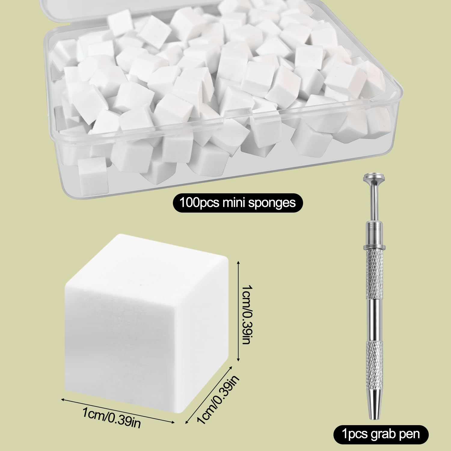 Professional metal grabber tool holding a soft white nail sponge