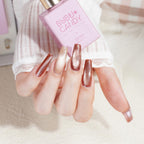 Swatch display of golden autumn cat eye shimmer nail polish colors