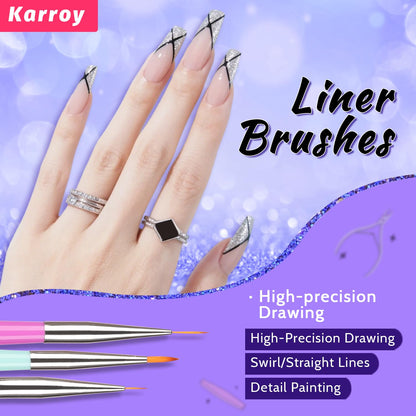 Top down view of the complete nail art tools set packaging