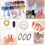 Complete set of nail art brushes and decorative accessories