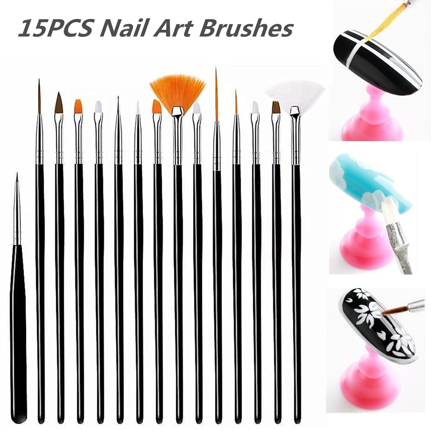 Assorted professional nail art brushes from Baqi Fulinjoy kit