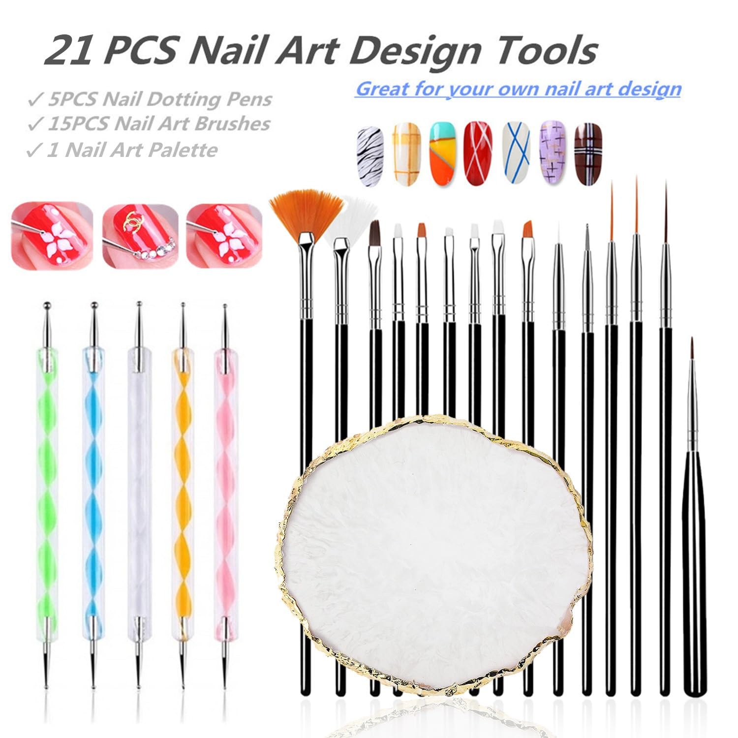 Close up of nail art brushes for intricate nail painting