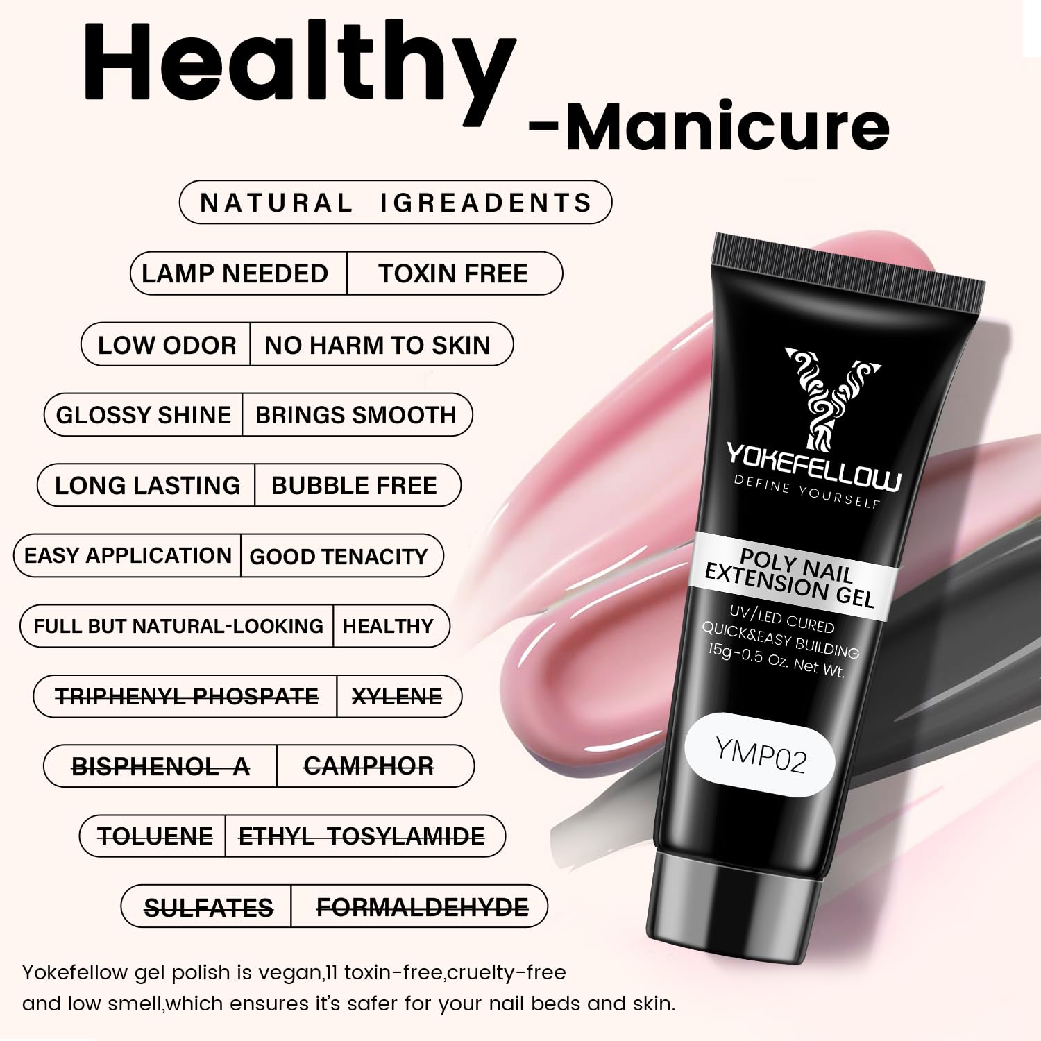 Packaging of Yoke Fellow poly gel kit with professional nail tools