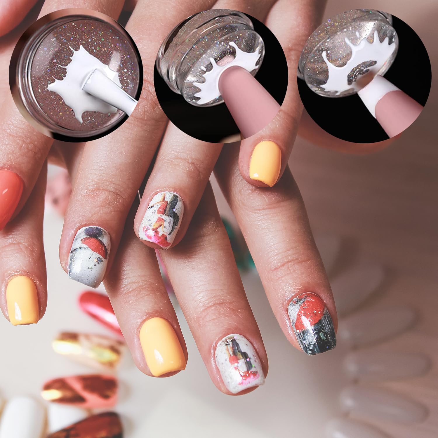 Transparent jelly stamper for French manicure designs.