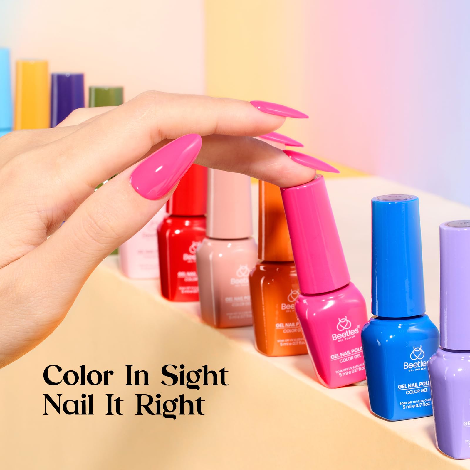 Beetles gel polish collection featuring 25 assorted color bottles