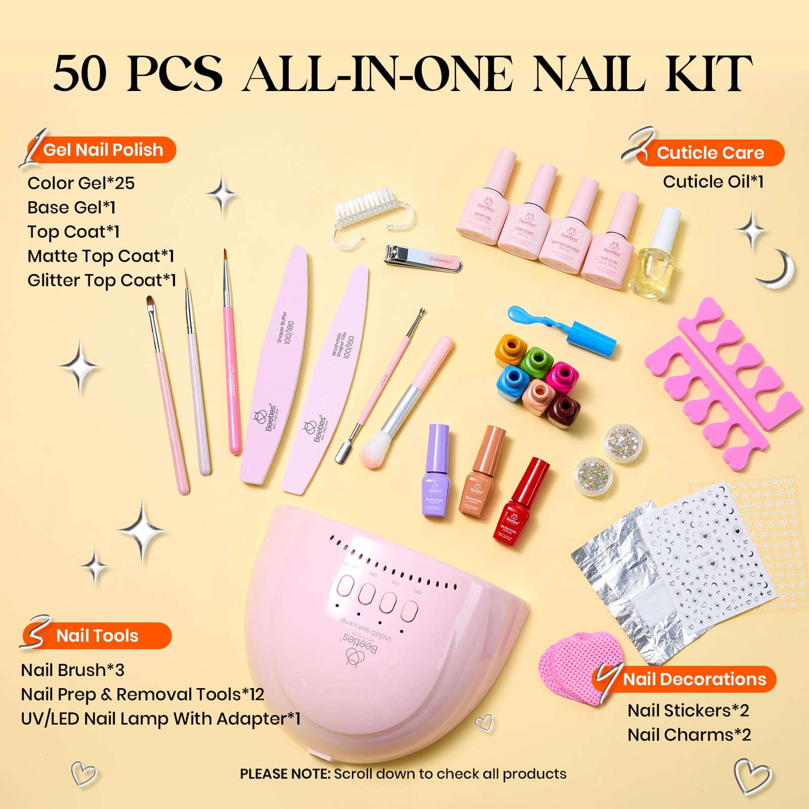 Professional UV LED lamp included in Beetles nail kit
