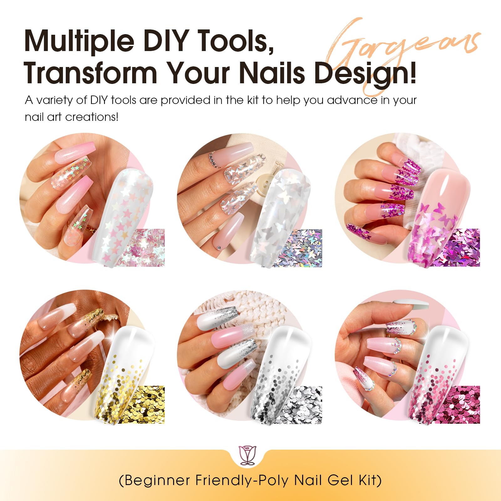 Collection of nail art accessories and tools from Rosalind kit