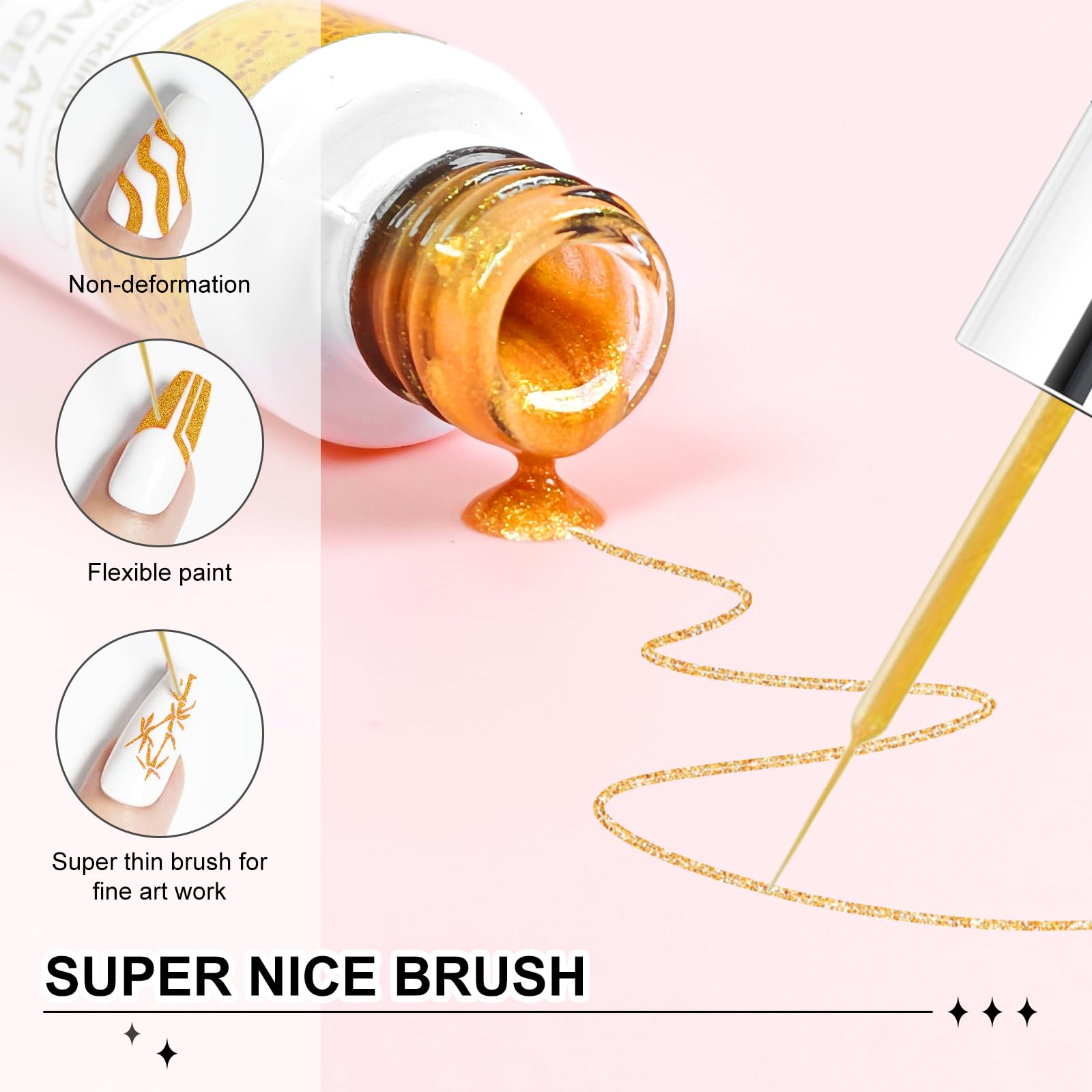 Nail art design examples using Aibrit gel liner set