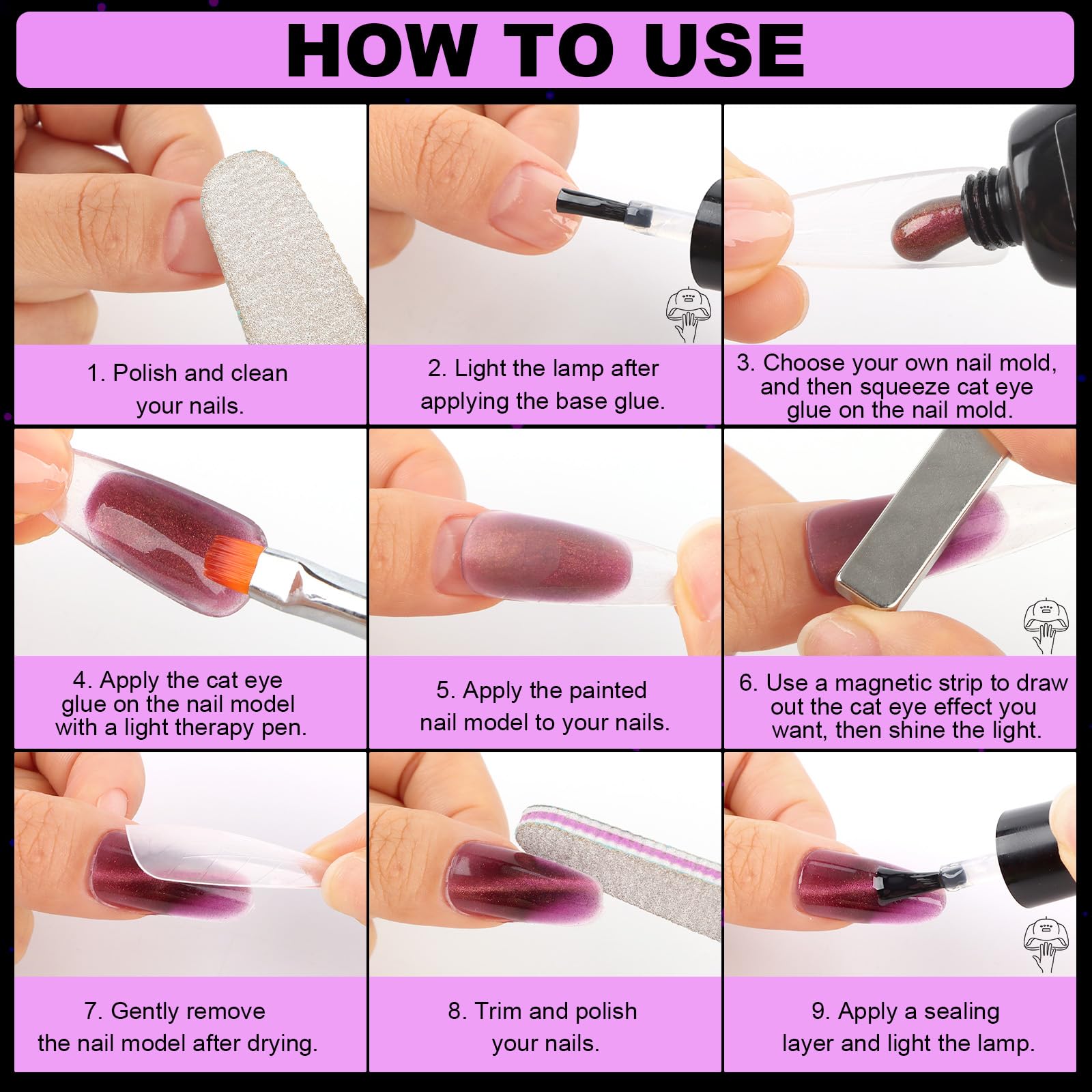 Packaging of Ebanku cat eye nail art kit