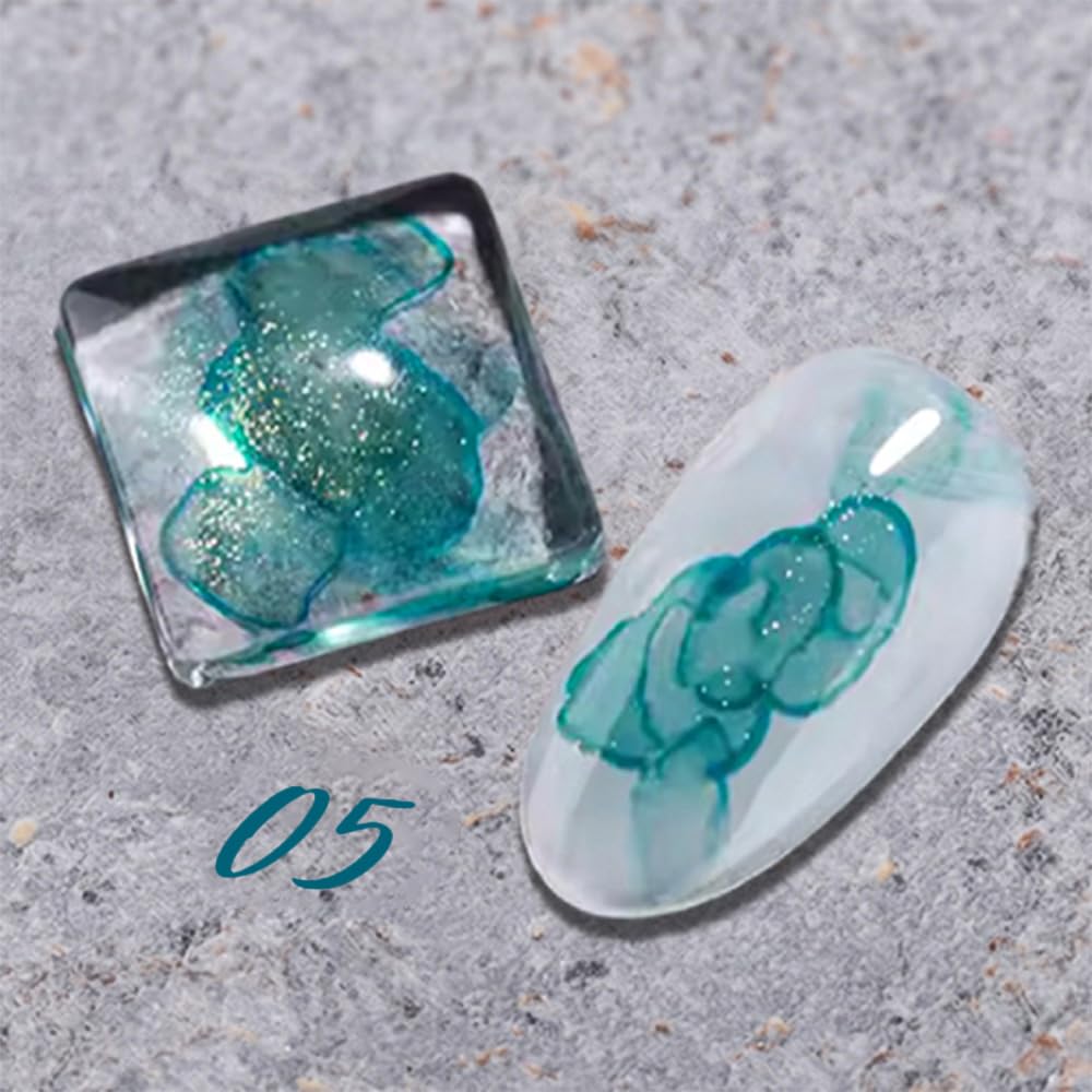 Professional marble nail art created with A'Dor Beauty inks