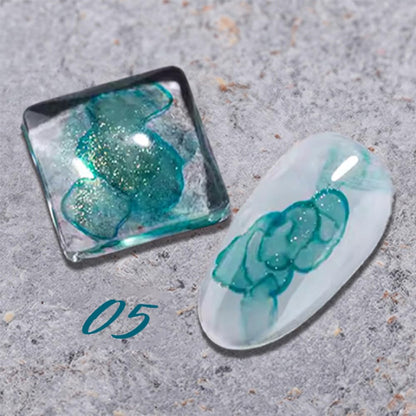 Professional marble nail art created with A'Dor Beauty inks