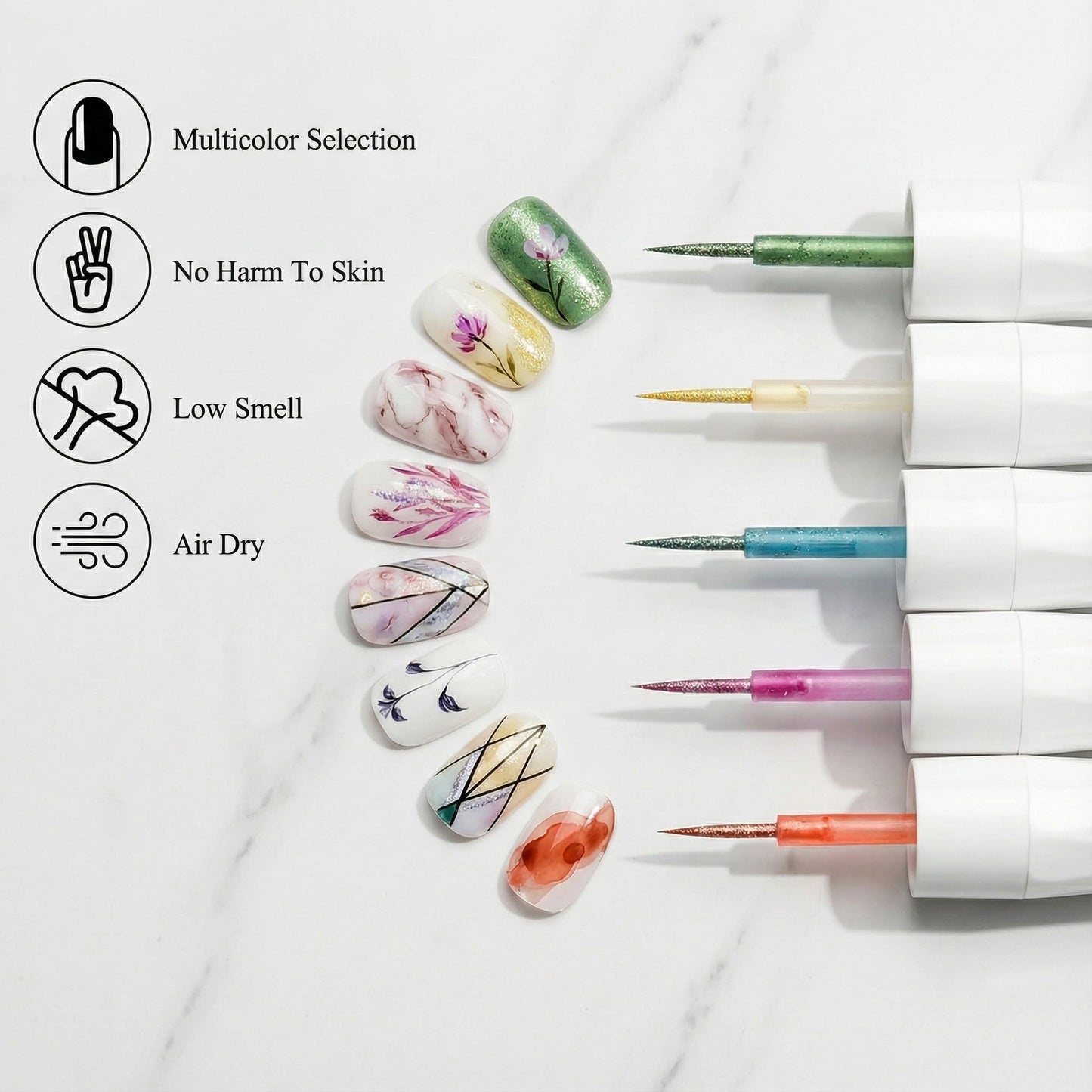Complete nail art supplies set for marble and veining