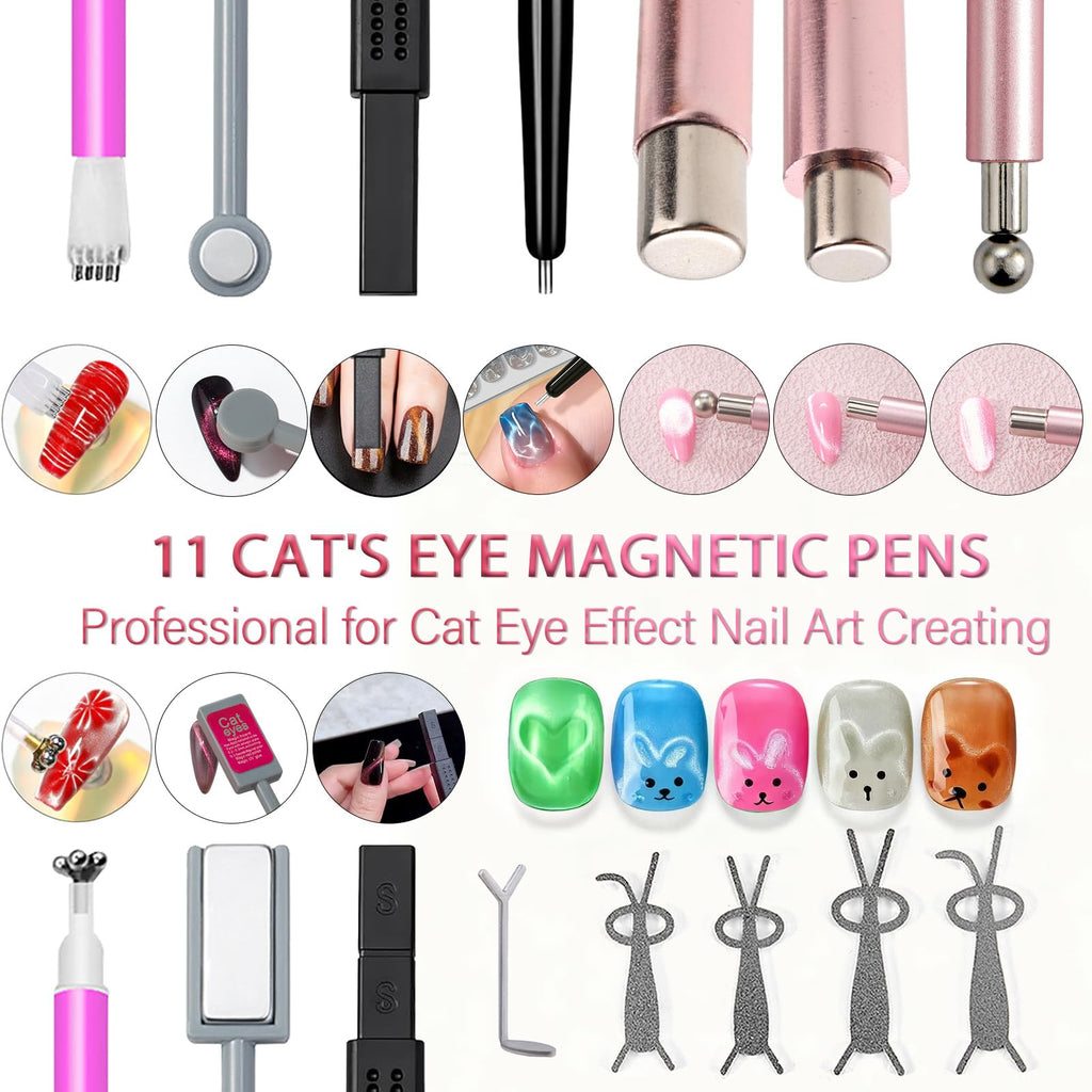 Wokoto double head magnetic pens for cat eye nail art close up
