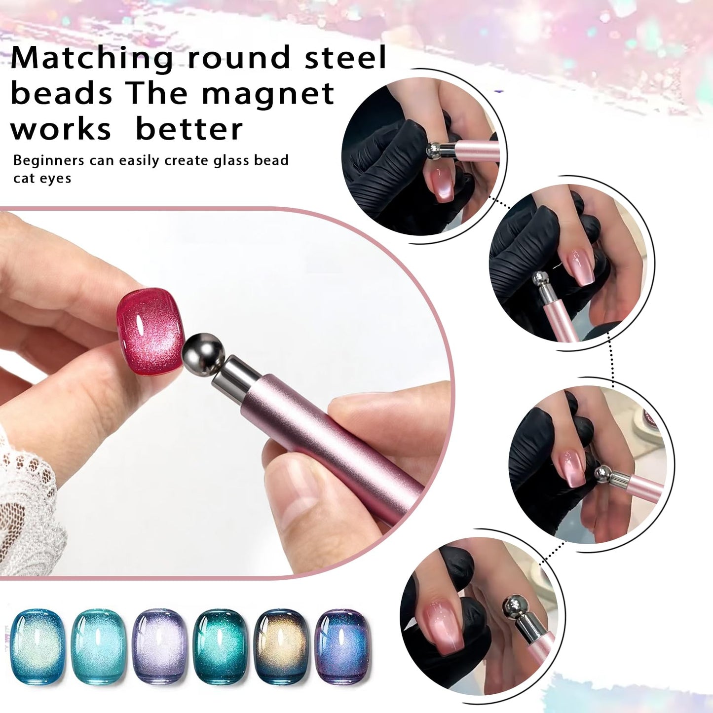 Magnetic wand for cat eye nail art effect