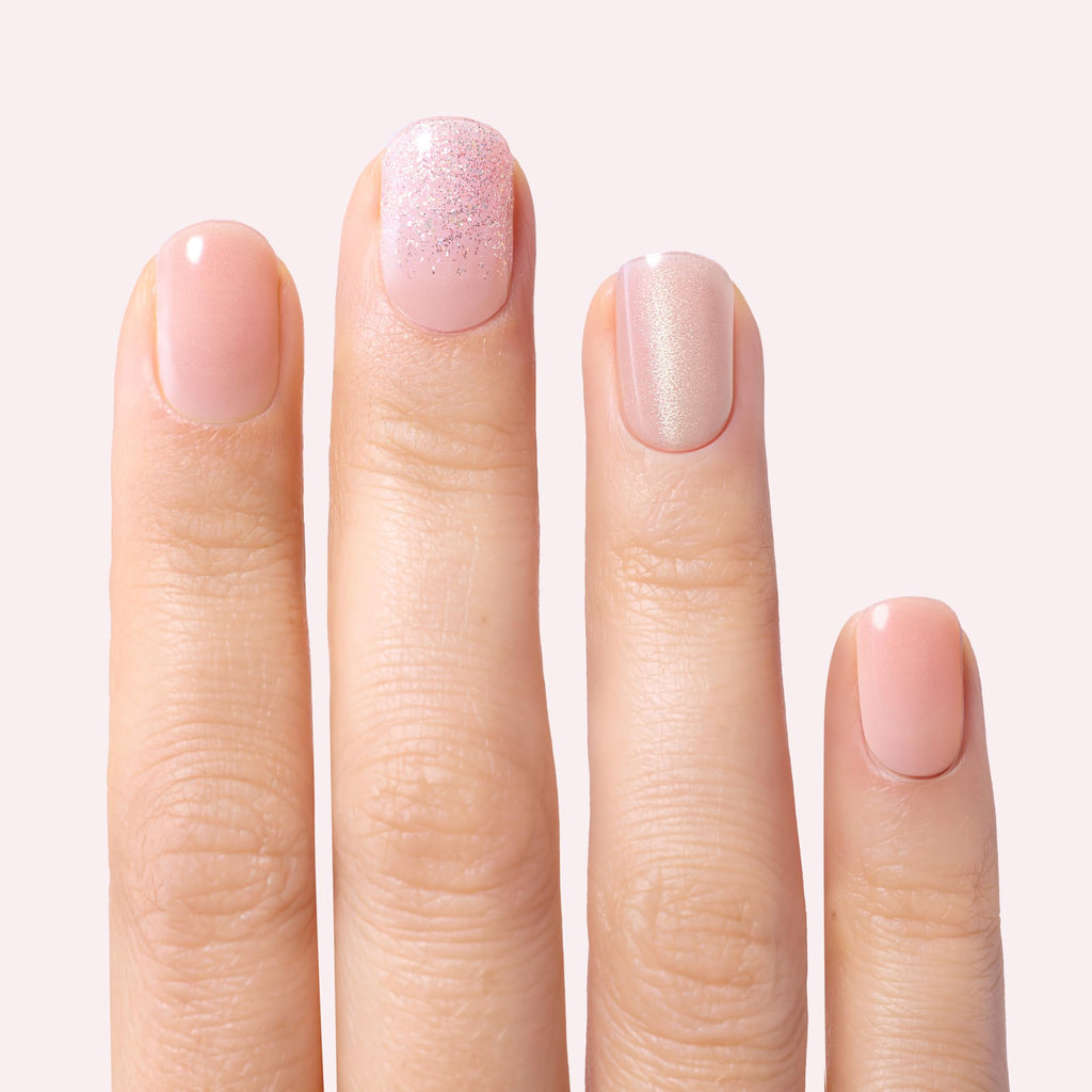 Dashing Diva Holiday Glaze Kit open box showing thirty-two semi-cured pink gel nail strips