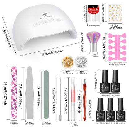 Collection of nude and red gel nail polish bottles