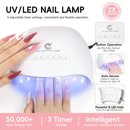 Nail art accessories included in the Peacecolor set