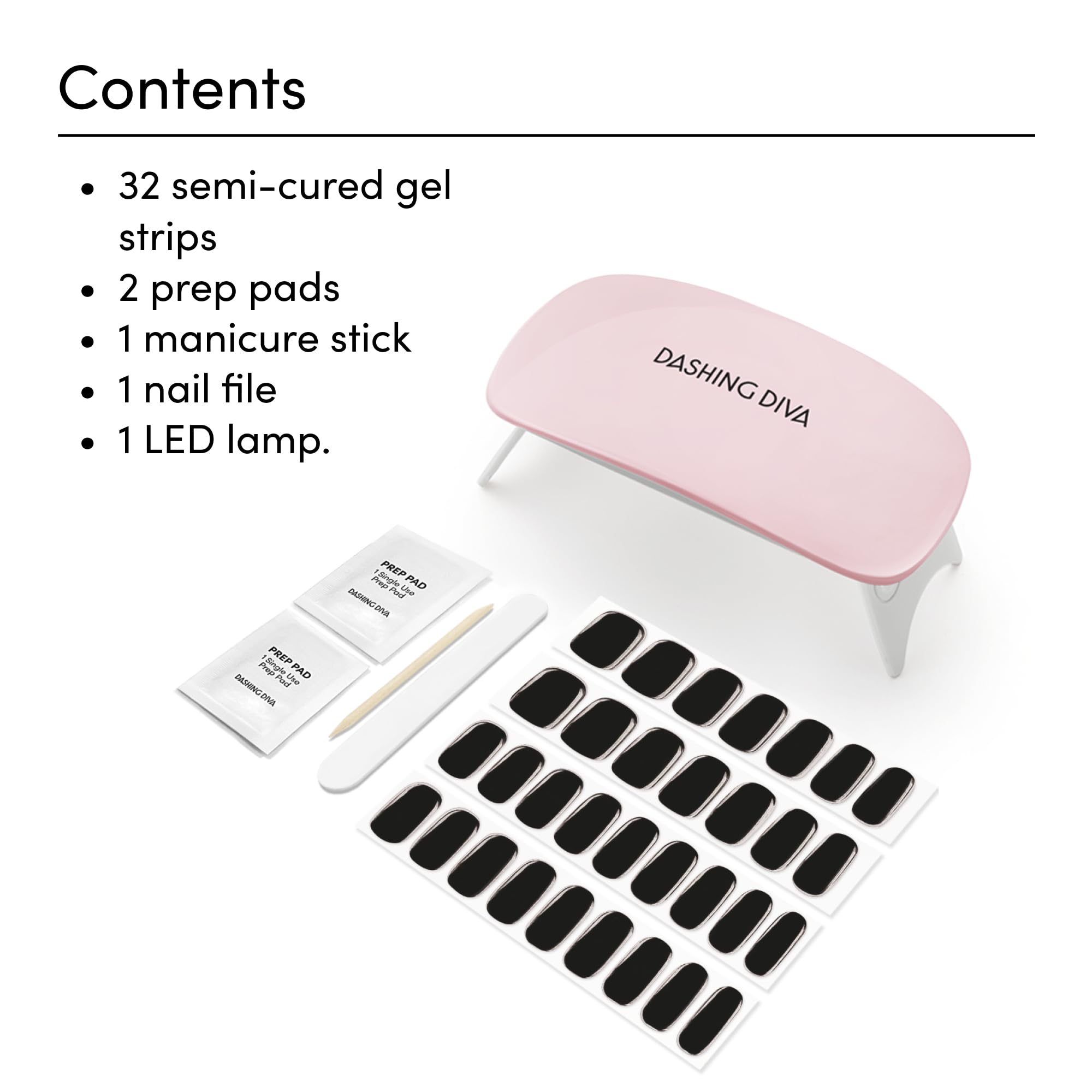 Dashing Diva Glaze kit box contents including LED lamp and strips