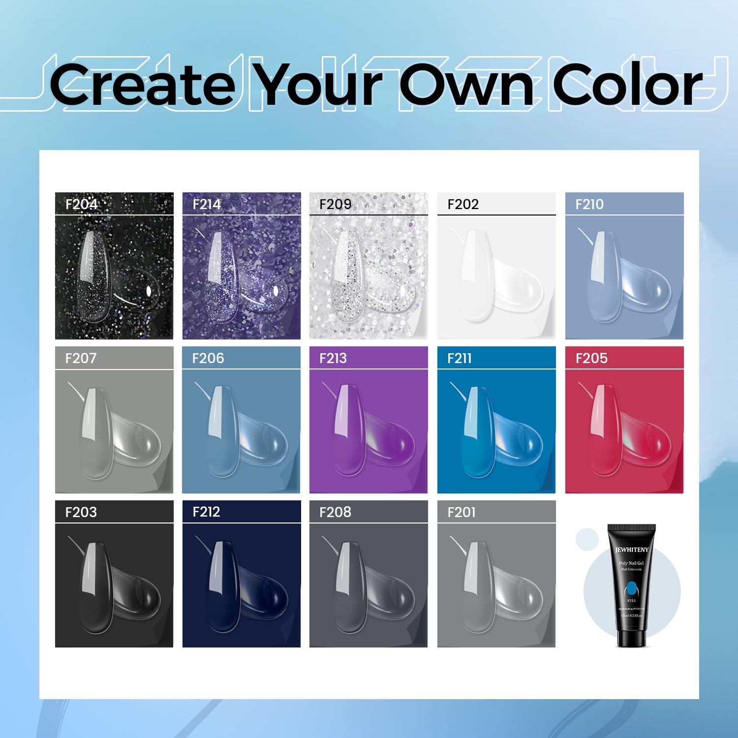 Jewhiteny poly gel nail extension starter kit packaging