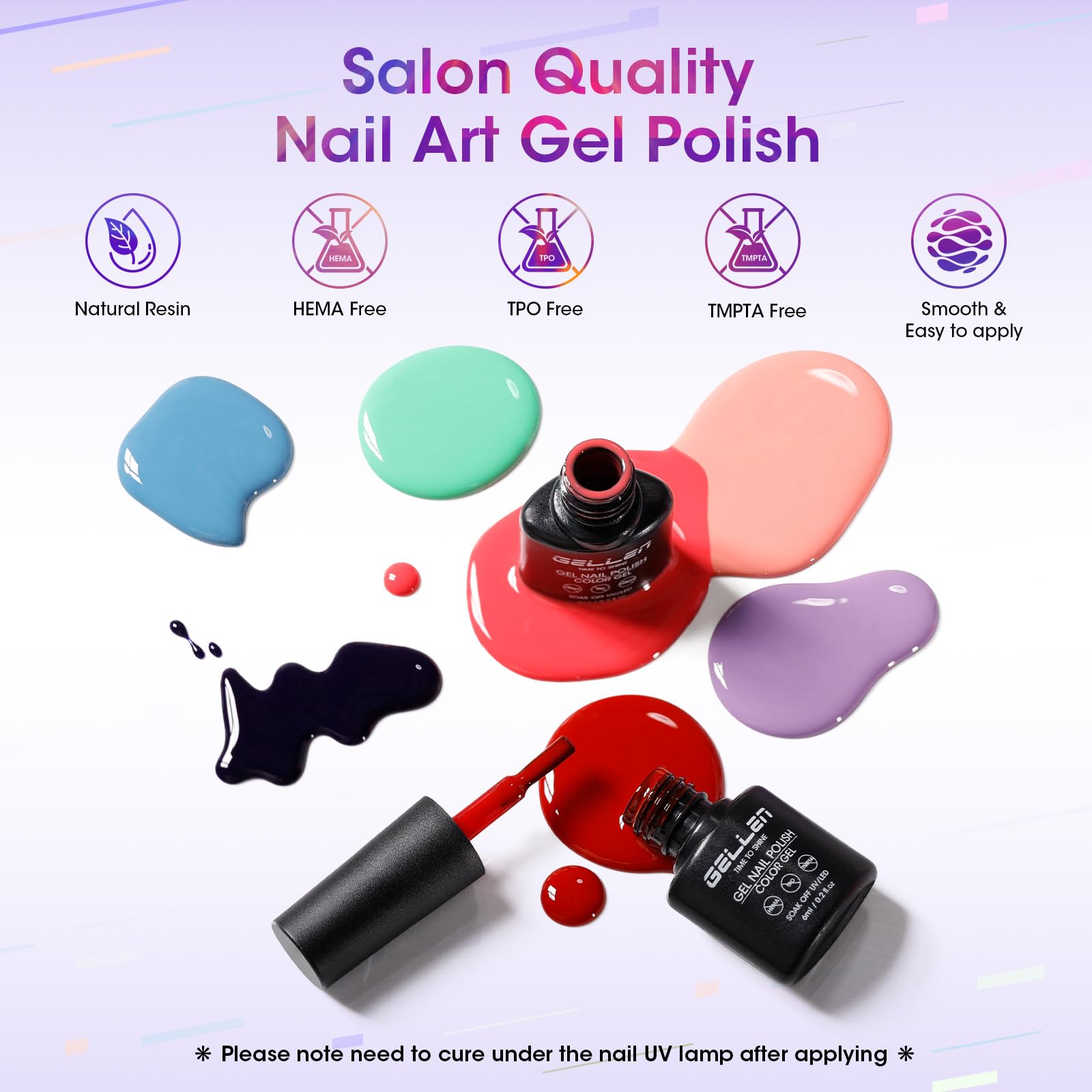Essential manicure tools and brushes included in Gellen kit