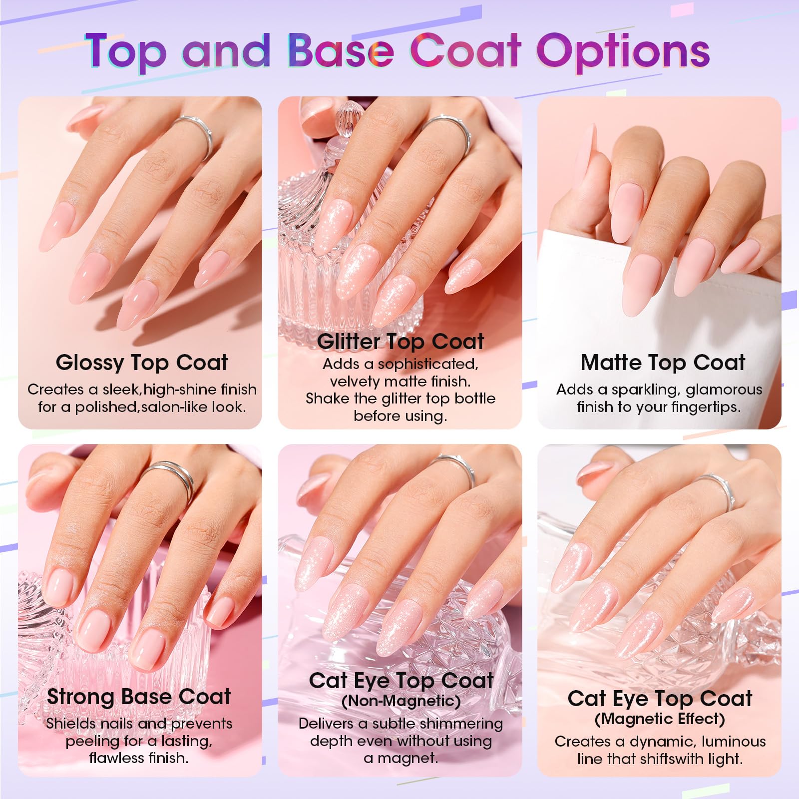 Close up of Gellen glossy and matte top coats