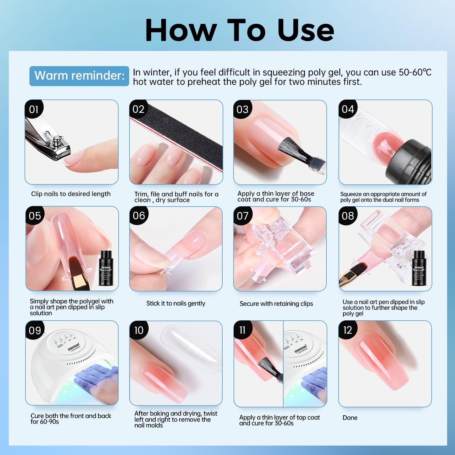 Jewhiteny all-in-one manicure kit contents layout