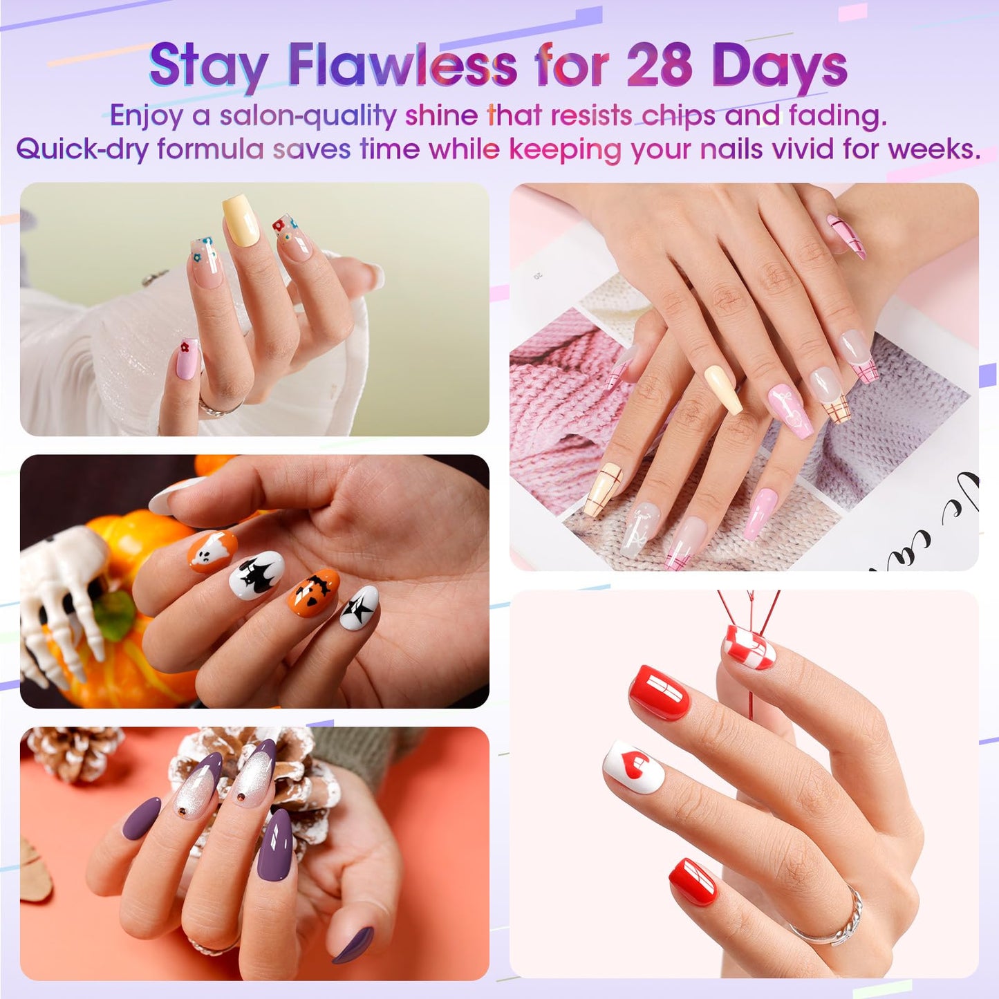 Gellen gel polish set with various nail art decorations