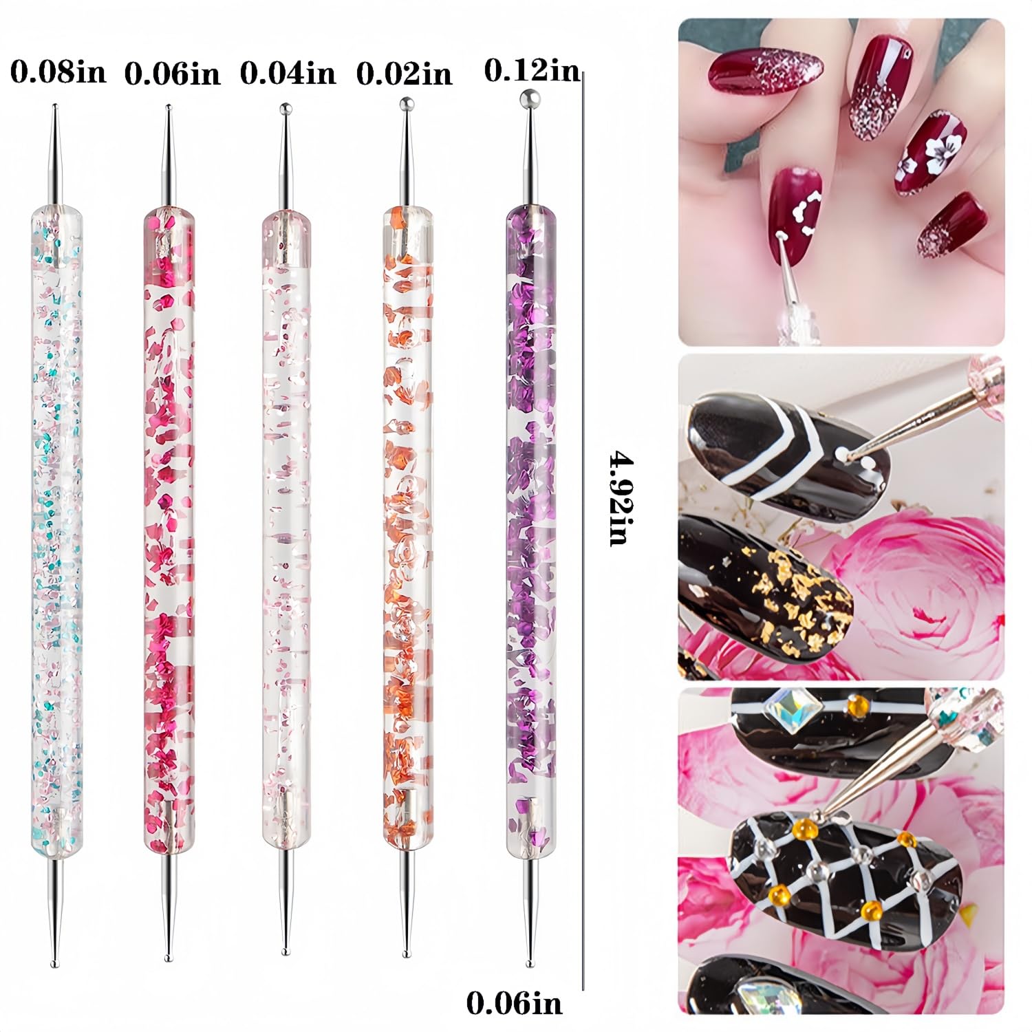 Maycreate 5 dual ended nail dotting tools close up