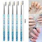 Detailed view of the fine synthetic nail liner brushes