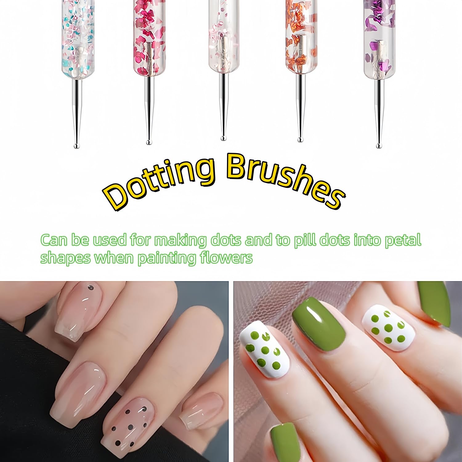 Colorful confetti acrylic handles on Maycreate nail tools