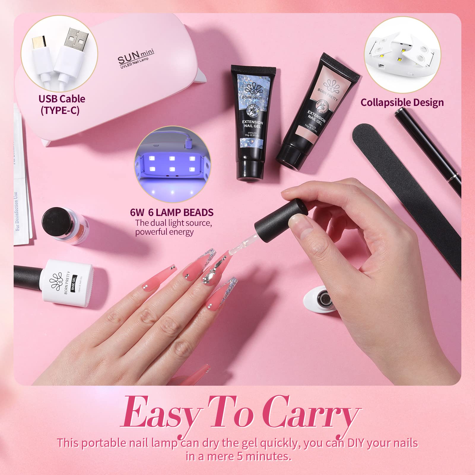 Step by step poly gel nail application process
