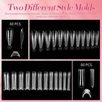 Finished glossy nail extensions created using the starter kit