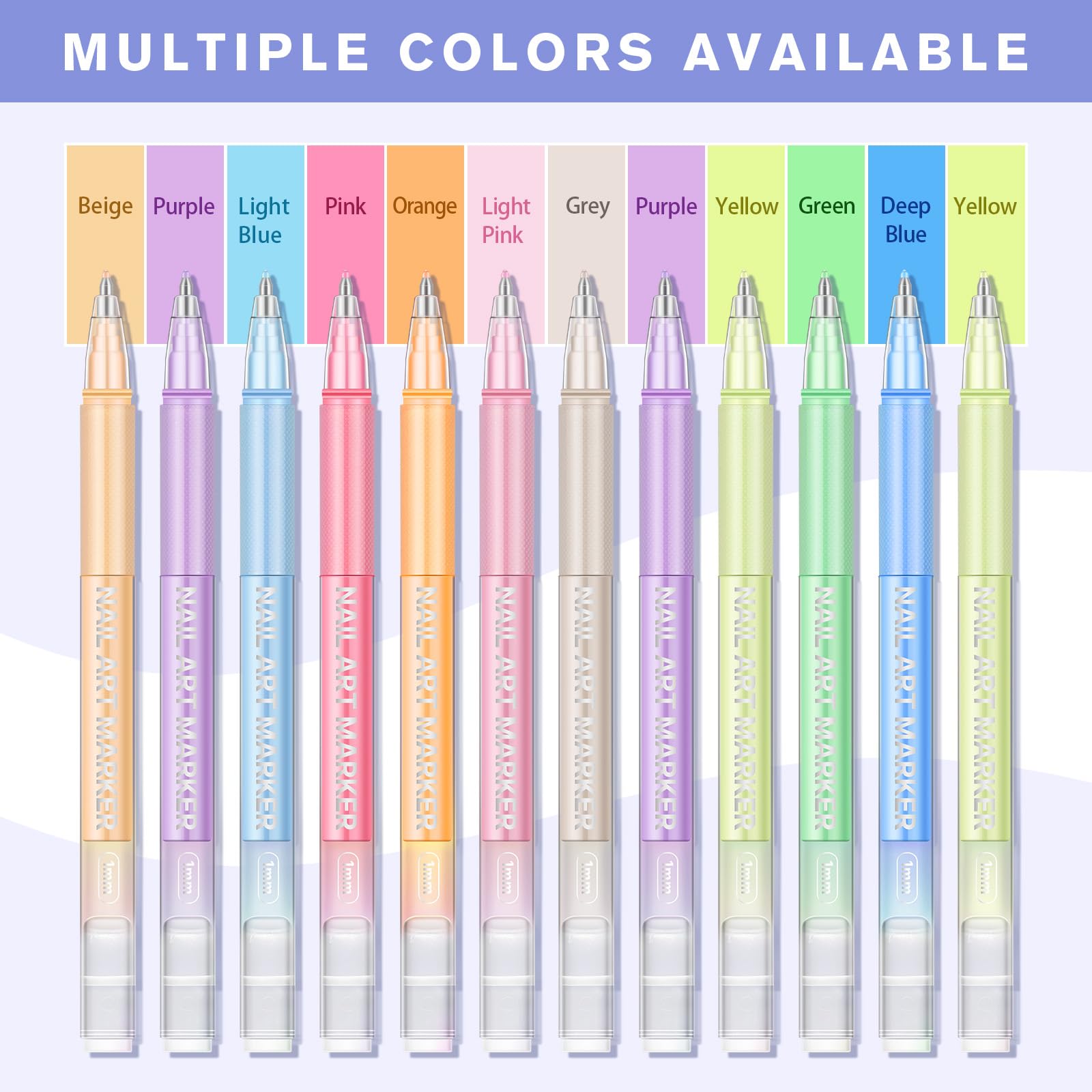 Doaibaks nail art pens set showing 12 vibrant color varieties