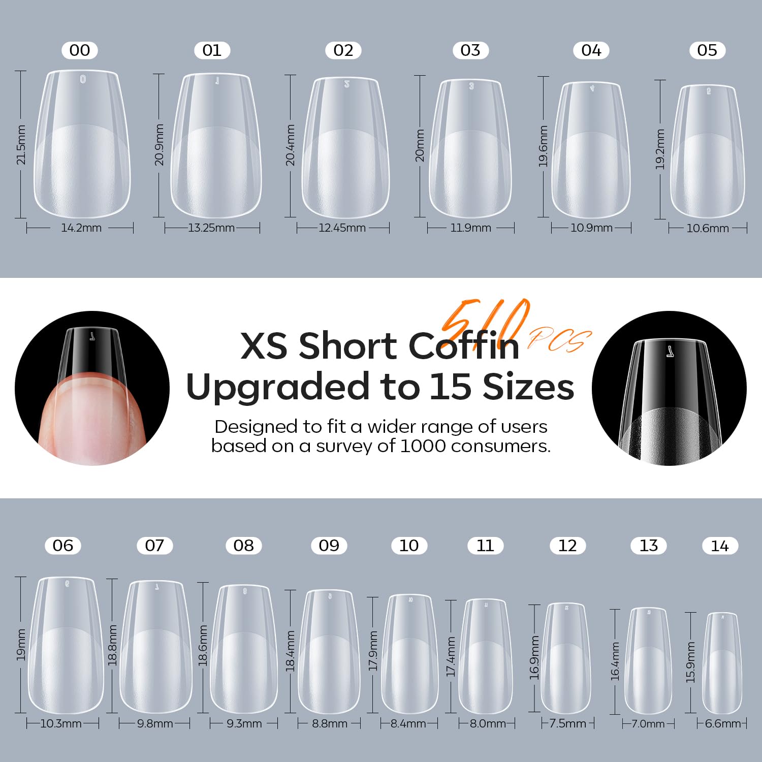 Modelones 510 piece fake nail tips box