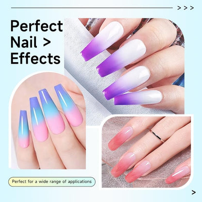 Applying ombre nail art using Akoak sponge and grabbing pen