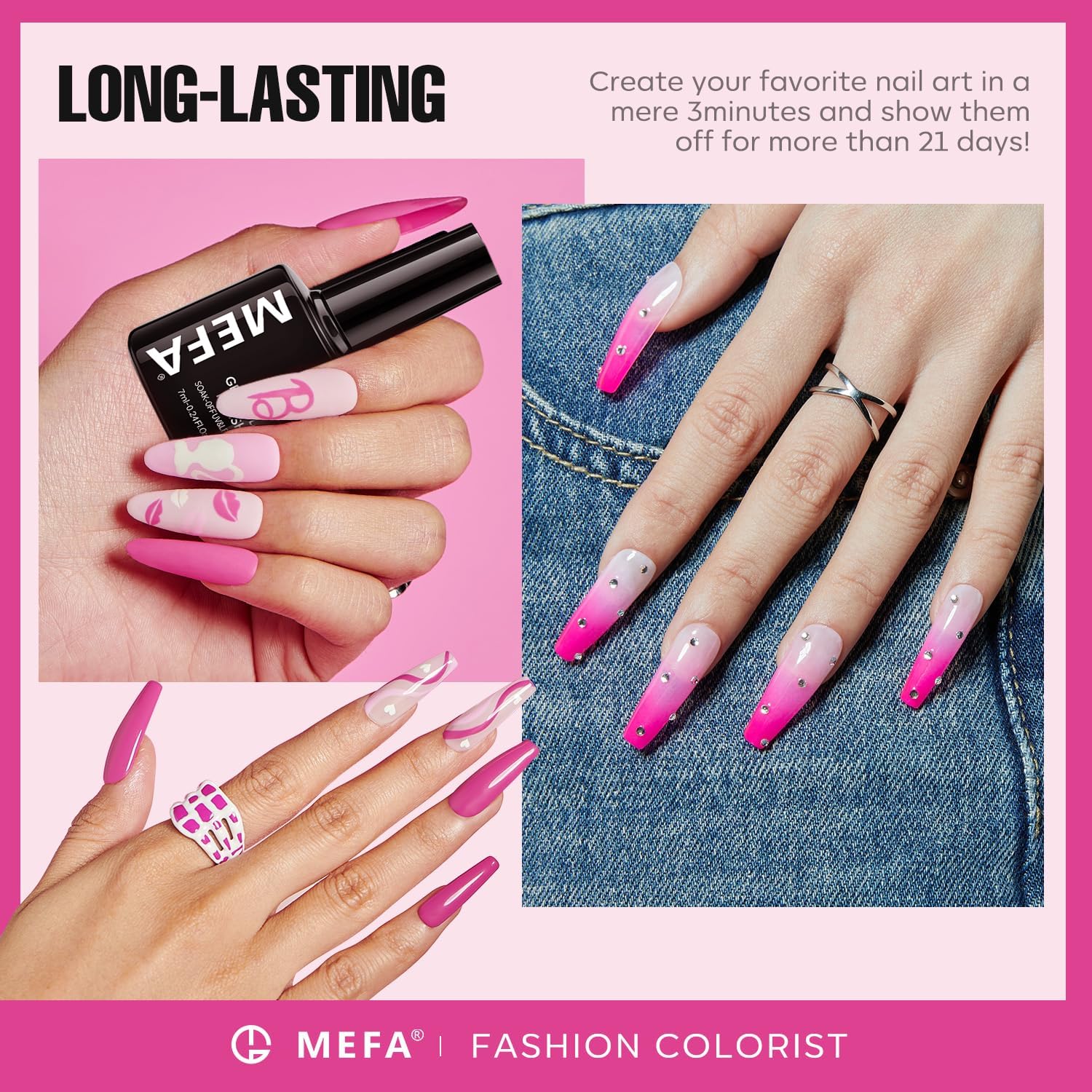 Mefa gel nail polish color variety and bottle set