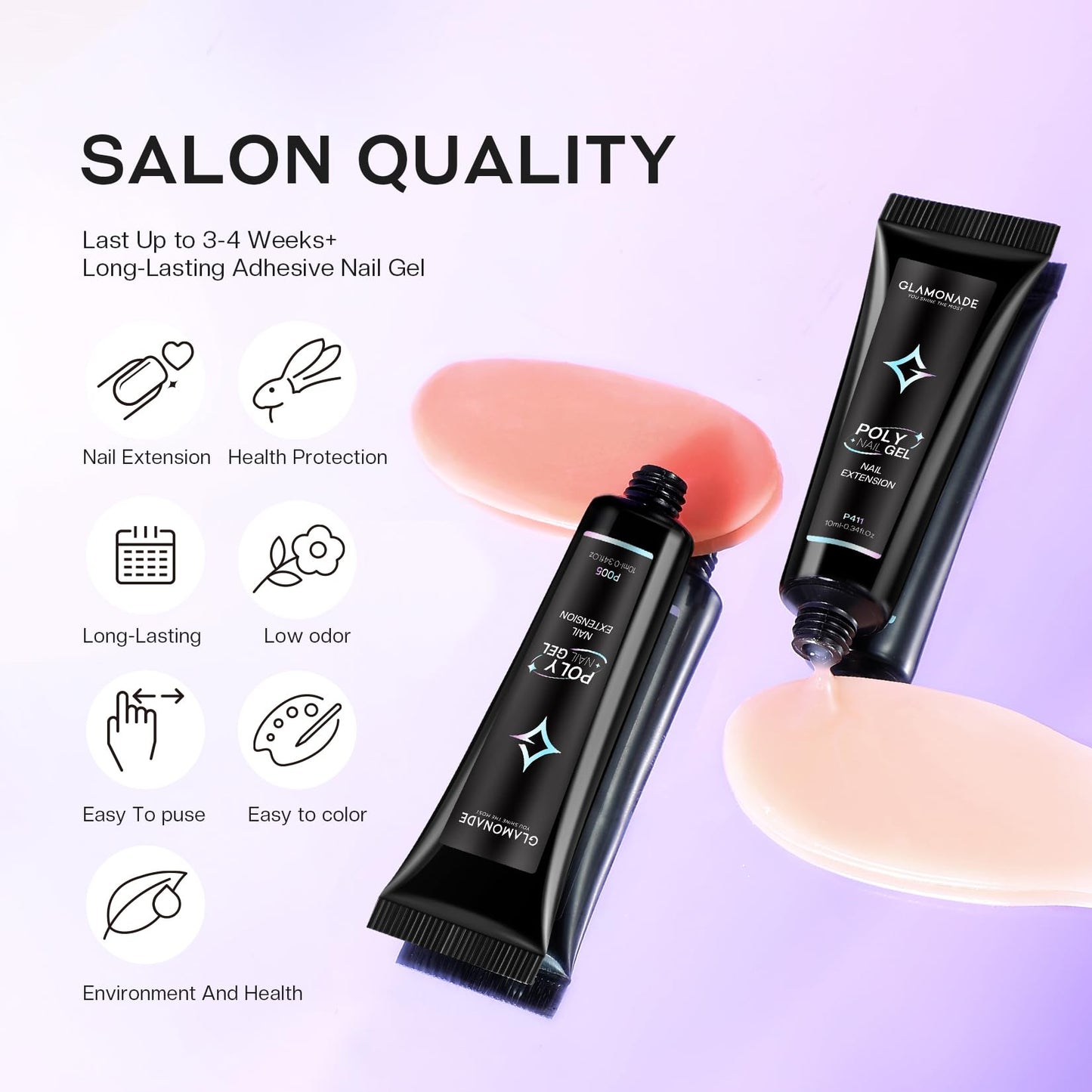 Variety of 14 poly gel color tubes for nail extensions