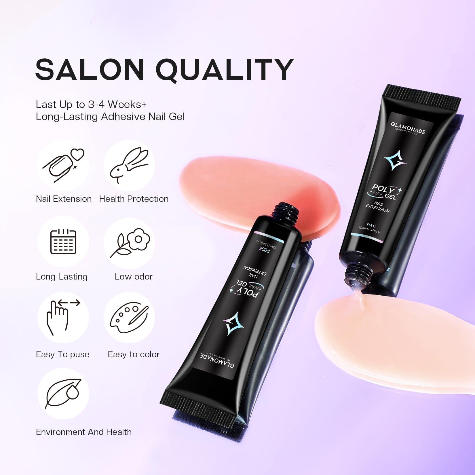 Variety of 14 poly gel color tubes for nail extensions