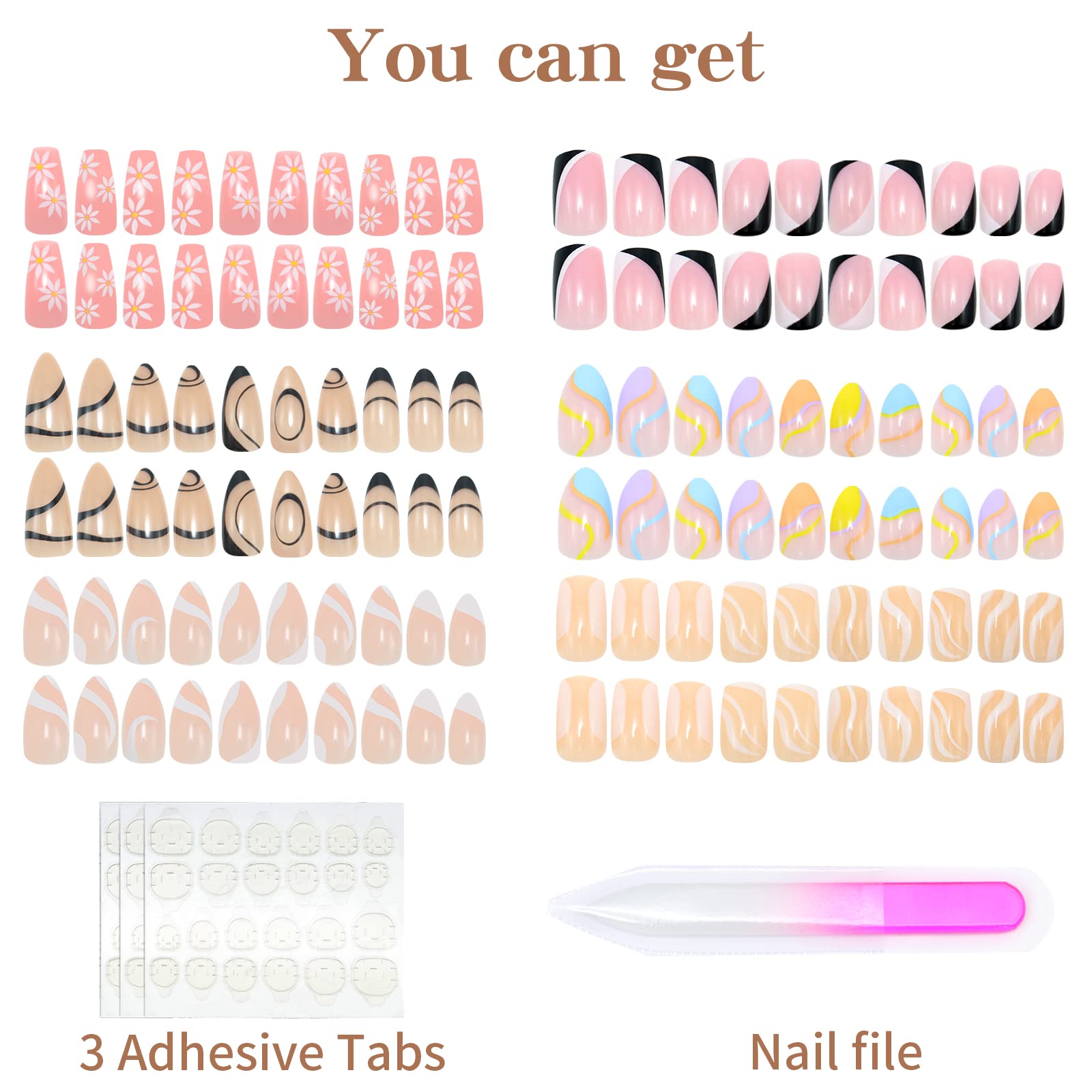 Detailed view of the 144 piece Misssix nail set packaging