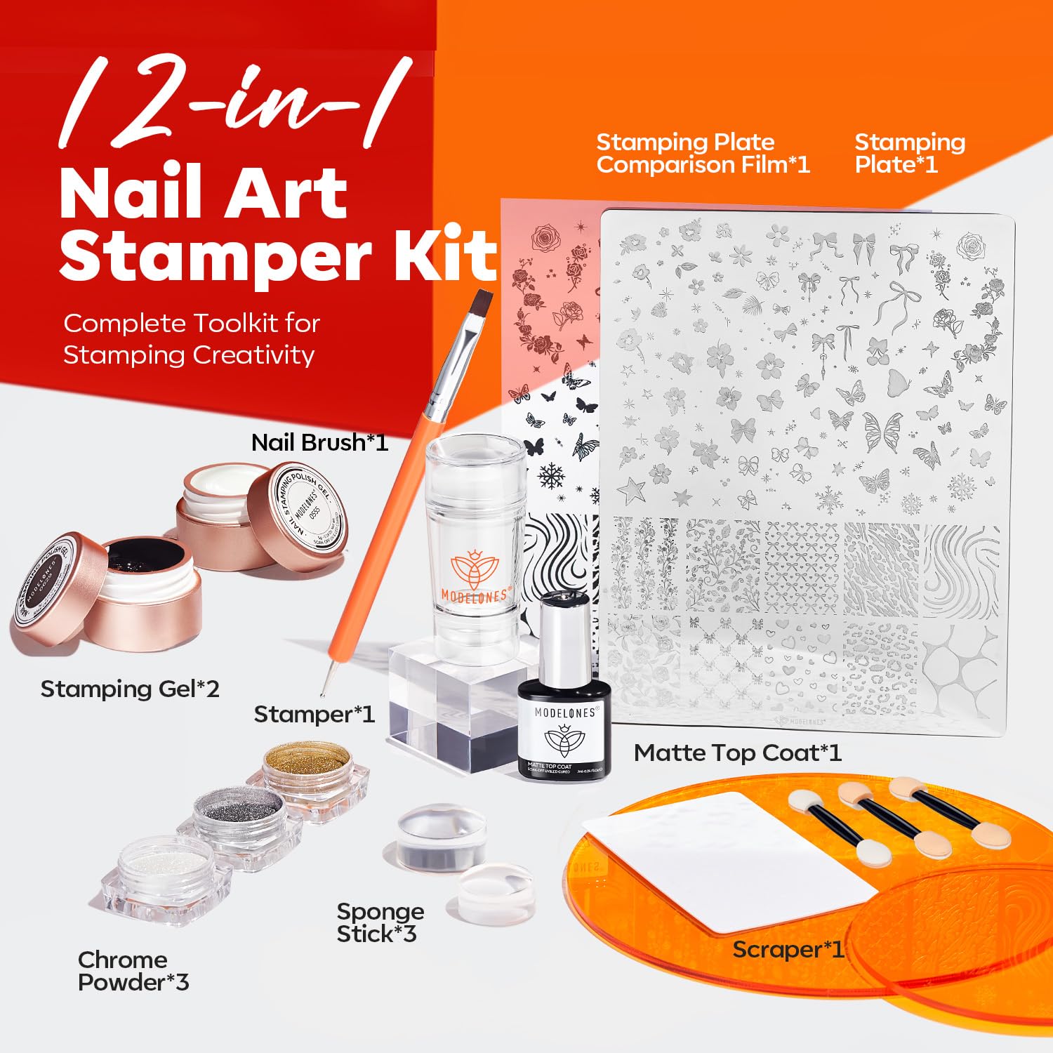 Stainless steel nail stamping plates with intricate floral and geometric designs
