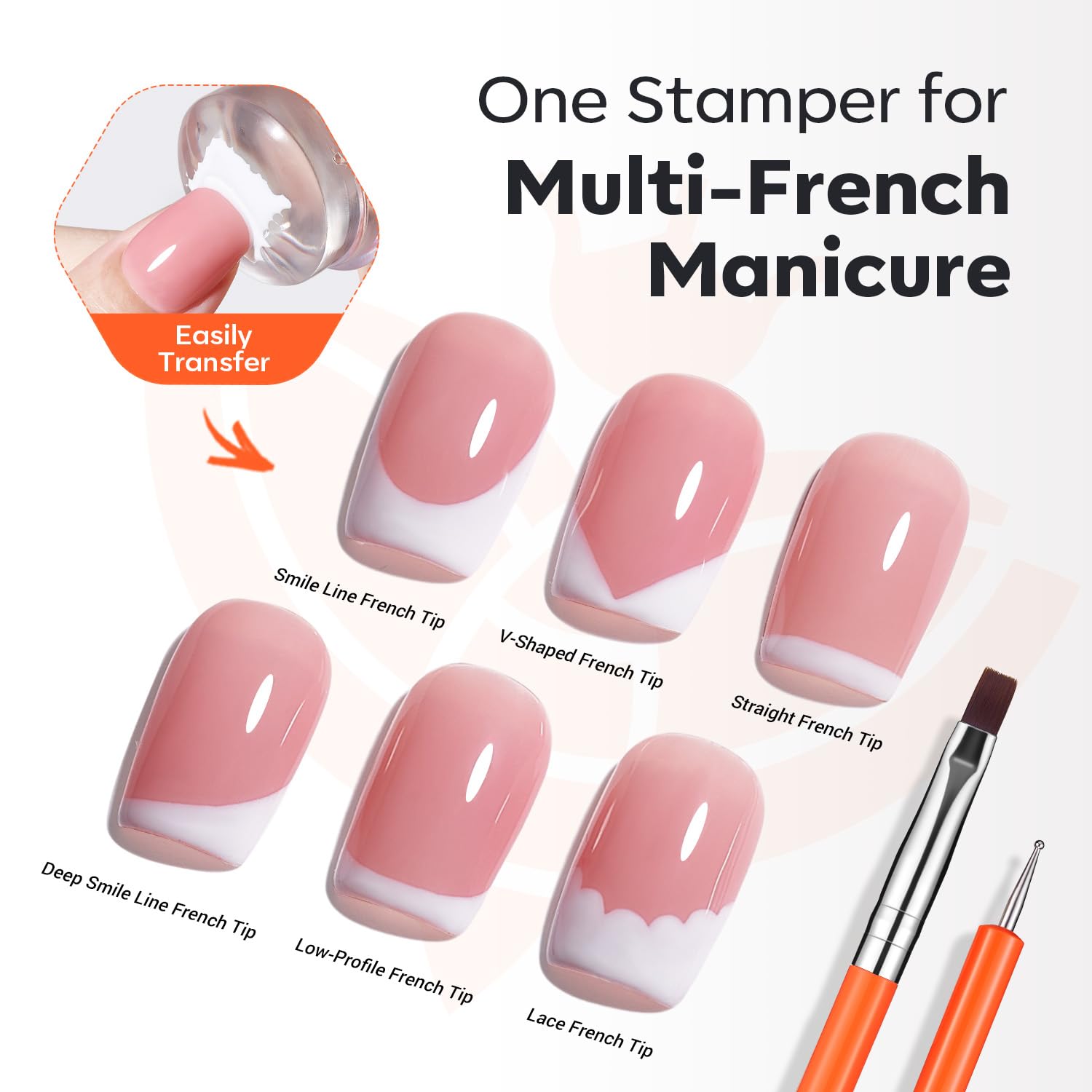 French tip nail stamper tool and scraper kit