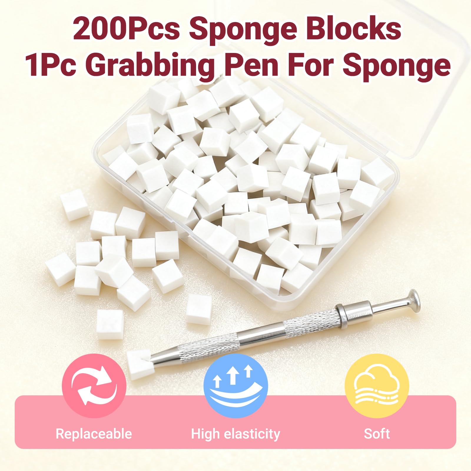 Close up of soft white square nail sponges for gradient art