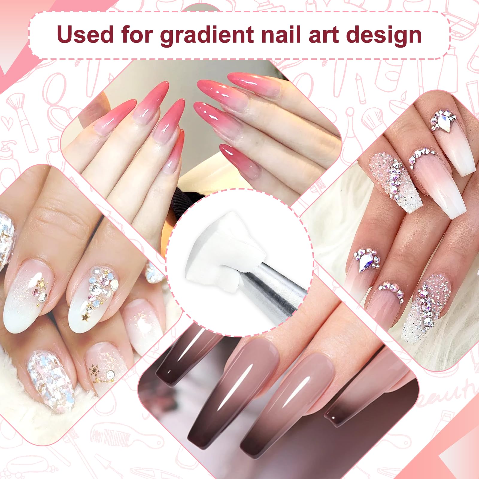 Top view of gradient nail art sponge accessories